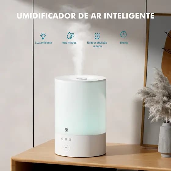 Umidificador Inteligente 2.5L com App Tuya, Timer, Baixo Ruído, Bivolt e Luz Ajustável WKJS-AM04