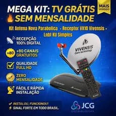Kit Antena Nova Parabolica Digital Banda KU + Receptor VX10 Vivensis + Lnbf KU Simples