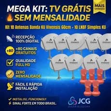 Kit 10 Antenas Banda KU Vivensis 60cm + 10 LNBF Simples KU