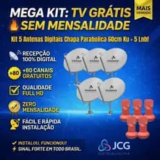Kit 5 Antenas Digitais Chapa Parabolica 60cm Ku + 5 Lnbf