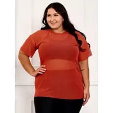 blusa plus size tule feminina academia treino