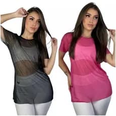 Blusa de academia Plus size tecido de tule kit com duas unidades ou uma