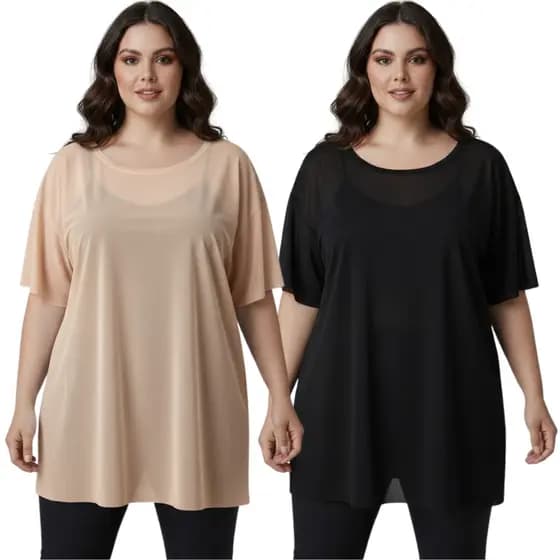 Camisa De Tule Academia treino Plus Size 2 unidades Blusa