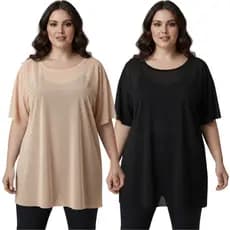 Camisa De Tule Academia treino Plus Size 2 unidades Blusa