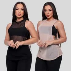 Blusa Regata Plus Size de Academia feminina treino transparente