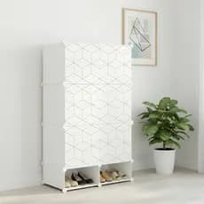 Armário Modular Multiuso com Portas 、 Com Sapateira Inferior、 Organizador de Roupas para Quarto, Sala e Corredor
