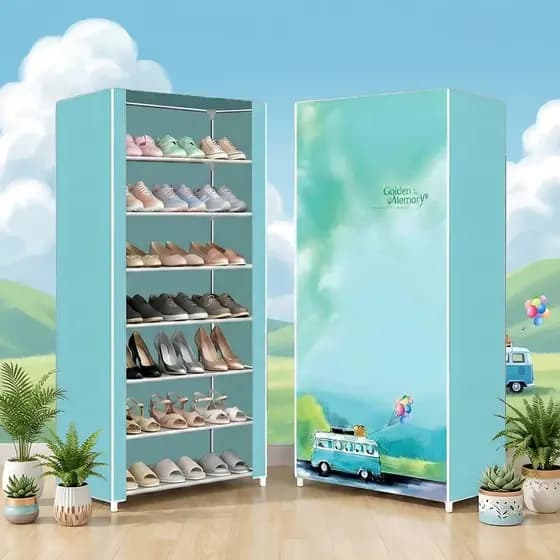 Sapateira Vertical Grande Zíper Duplo  Organizador Desmontável Antidust de Pano