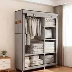 Armário Portátil Roupeiro de Pano Desmontável Guarda-Roupa Dobrável Closet Organizador Grande Casal