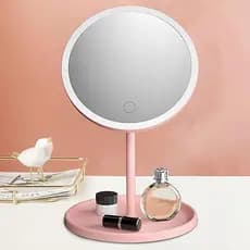 Espelho de Maquiagem com Luz LED Recarregável Portátil de Mesa 3 Cores de Luz Brilho Ajustável Touch Screen para Skincar