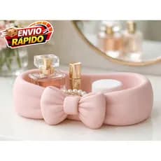 Organizador de Maquiagem e Perfumes com Laço Decorativo | Porta Cosméticos  | Elegante e Moderno