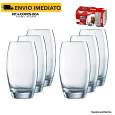 Jogo Copos Multiuso Vidro Refrigerante Suco Agua Oca 300ml - 4 Unidades