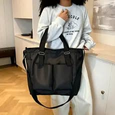 Bolsa casual impermeavel duradoura estilo coreano leve ampla com multiplos bolsos para faculdade e trabalho