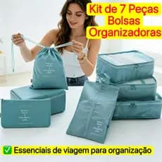 Kit de 7 Peças - Bolsas Organizadoras para Mala de Viagem, Roupas e Bagagem-Essenciais para casa