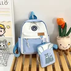 Kit 2 Mochila e Infantil Escolar com Estampa de Urso.Mochila casual coreana versátil