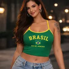 Blusa Regata Brasil Feminino Alcinha Regata Ajustada Blusinha Torcedora Rio de Janeiro Moda Verão