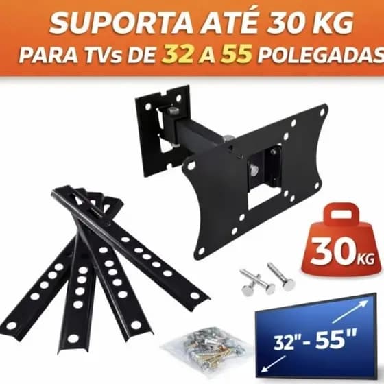 Suporte TV Universal 32-55" Articulado Reforçado Até 30 Kg