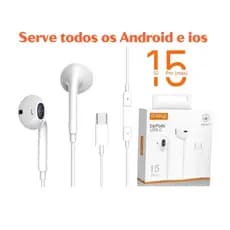 Fone de Ouvido Tipo-C Compatível Com Adroid e Iphone 15, 15 Plus, 15 Pro, 15 pro max