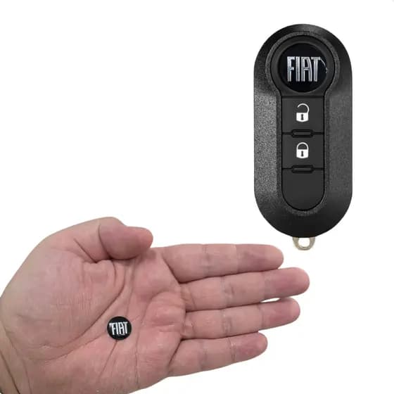 Novo Logo Emblema de Chave Fiat Preto Black 15mm em Aluminio para Strada Uno Mobi Doblo Siena Bravo Punto ***PREMIUM***