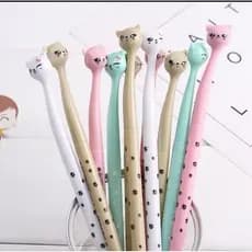 Caneta Gel Gato Fofo Tinta Preta 0.5mm Ponta Fina Escrita Macia Escolar Planner Kit 2 5 12 Unidades