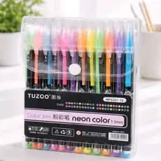 10 Canetas Gel Neon Glitter ColorGel 1.0mm Cores Vibrantes Com Estojo Ideal Para Escrita, Desenho e Bullet Journal