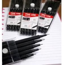 6 Canetas Fine Line 0.4mm Pretas Ponta Fina Profissional Para Estudo Desenho Bullet Journal Planner Traço Preciso