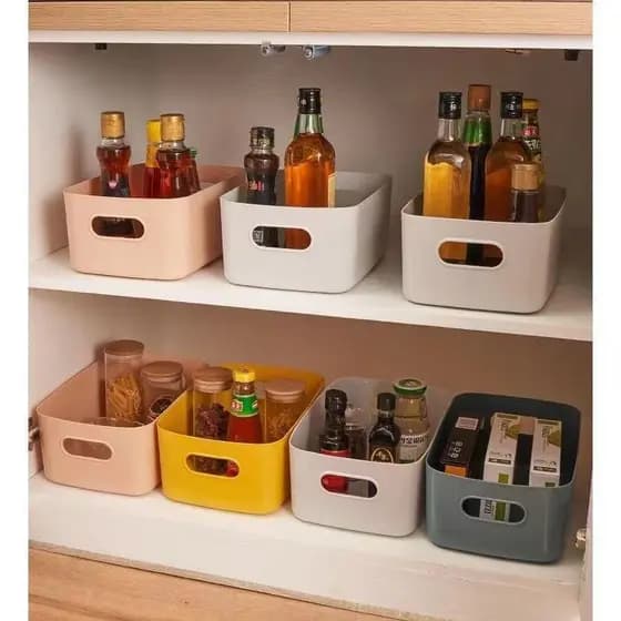 Cesta Plástico Espessa Retangular - Ideal para Cosméticos, Cozinha e Gaveta