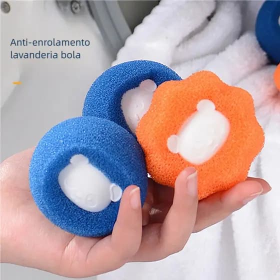 Conjunto 4 Bolas Panda 6cm - Tira Pelos para Máquina de Lavar! Fácil e prática, remove pelos e fiapos da roupa com efici