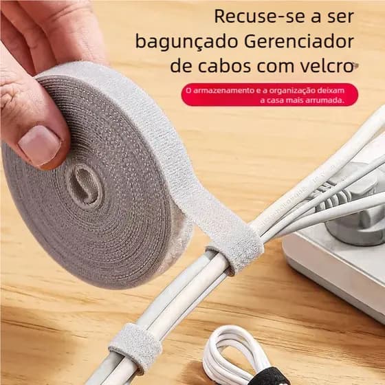 Organizador de fios e cabos fita dupla face - 5 metros