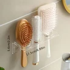 Suporte Escova de Cabelo Acrílico Cristal – Utilitário para Quarto, Organiza Escovas e Pentes na Guarda Roupa!