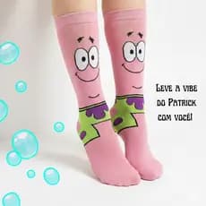 Meia Patrick Estrela Bob Esponja Cano Alto Divertida Personagem Unissex Algodão Macia Geek