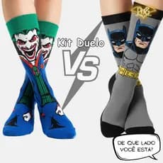 Kit 2 Pares Meias Cano Alto Adulto Infantil Unissex Batman Coringa Geek Presente Criativo Anime Estampada Personalizada