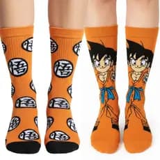 Kit Meia Estampada Dragon Ball Z Goku Anime Meia Geek Masculina Feminina Cano Alto Médio Presente Criativo