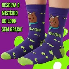 Meia Cano Alto Scooby-Doo Personagens Divertida Colorida Algodão Unissex Presente Meia Geek Estampa Premium