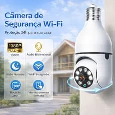 Câmera Lâmpada Wi-Fi 360° Full HD 1080p com Visão Noturna Colorida e Áudio Bidirecional