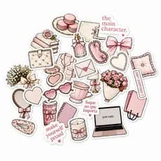 30 Adesivos Aesthetic Sweet Girl Garotas Rosa Feminino Livros Scrapbook Stickers