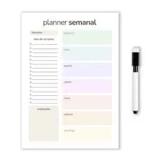 Planner Magnético de Geladeira com Caneta Organizador Semanal