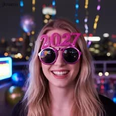 [jkiuatm] 2027 Número Óculos Feliz Ano Novo Diamante Glitter De Sol Cosplay Prop Decoração De Festa De Natal Engraçados