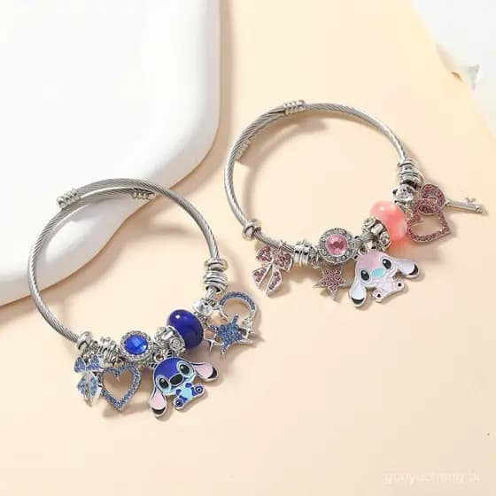【 Ready Stock 】Disney prata Stitch Pulseira Bracelete de P Prata 925 infantil & Feminina Pendant acessórios para casais