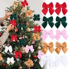4/12/20 Unidades Decoração De Laço De Veludo De Natal-Guirlanda De Pelúcia-Pingente Lantejoulas-Acessórios De Tecido Bri