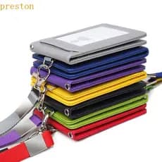 Porta-Crachá PRESTON Feminino Couro PU Moda Alça De Pescoço Masculina Capa Para Cartões De Ônibus De Negócios
