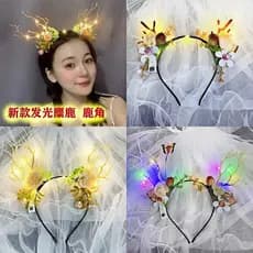 Natal chifres bandana fada Elk Hairpin luminoso Headwear bandana evento de férias das crianças decoração pequenos presen