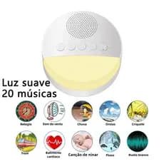 Reprodutor Portátil de Som de Sono para Crianças Música e Ruído Branco Dispositivo Auxiliar de Sono com Música e Luz