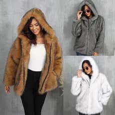 Jaqueta solta de pele curta com capuz moda Casual casaco de pele sintética pele ecológica