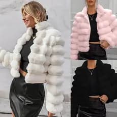 Casaco de pele sintética jaqueta estilo curto feminino All-Match estilo celebridade luz luxo garantia