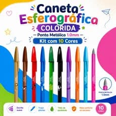 Kit 10 Canetas Compactor Esferografica JetLux Coloridas