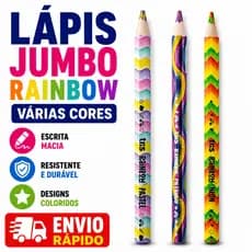 Lápis Arco Íris Rainbow TRIS 5 Cores Multicolorido Neon Pastel Metálico Jumbo Escolar Original