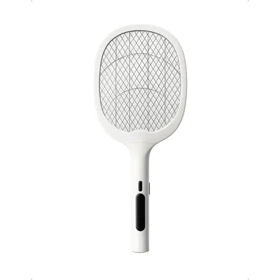 Raquete Elétrica Recarregável USB-C Mata Mosquito Pernilongo Dengue Com Base de Mesa UV