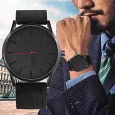 Relógio masculino clássico casual simples preto grande mostrador quartzo relógio esportivo para uso diário e presentes
