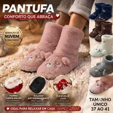 Pantufa Pelúcia Super Macia Bota Inverno Unissex Tamanho Unico 37 ao 41 Forrada Quentinha Solado Antiderrapante