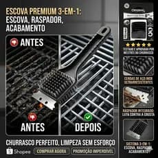 Escova Para Grelha Limpeza Profunda Churraqueira Ferrugem Gordura Raspador De Aço Inox Cabo Ergonômico Escova De Latão